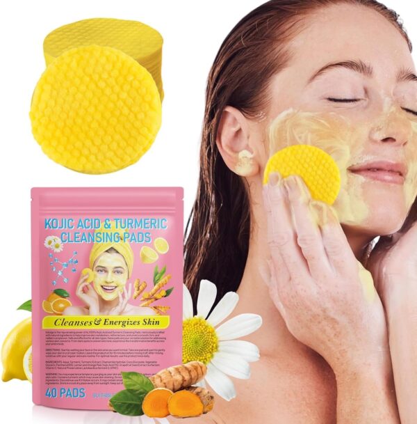 Frovetani Turmeric Cleansing Pad Turmeric Kojic Pads for Face, Helps Balance Skin Oil (40)