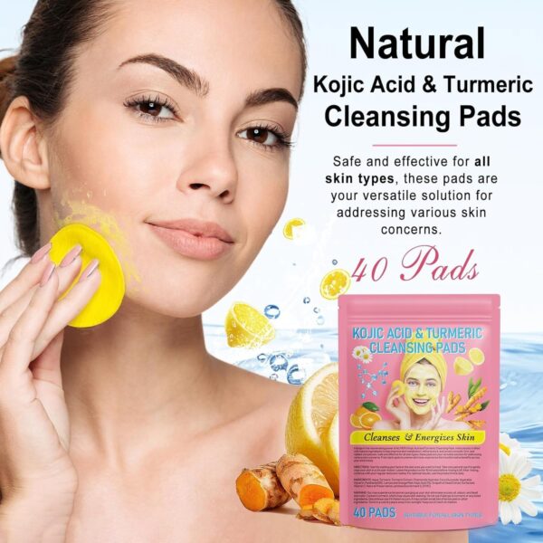 Frovetani Turmeric Cleansing Pad Turmeric Kojic Pads for Face, Helps Balance Skin Oil (40) - Image 3